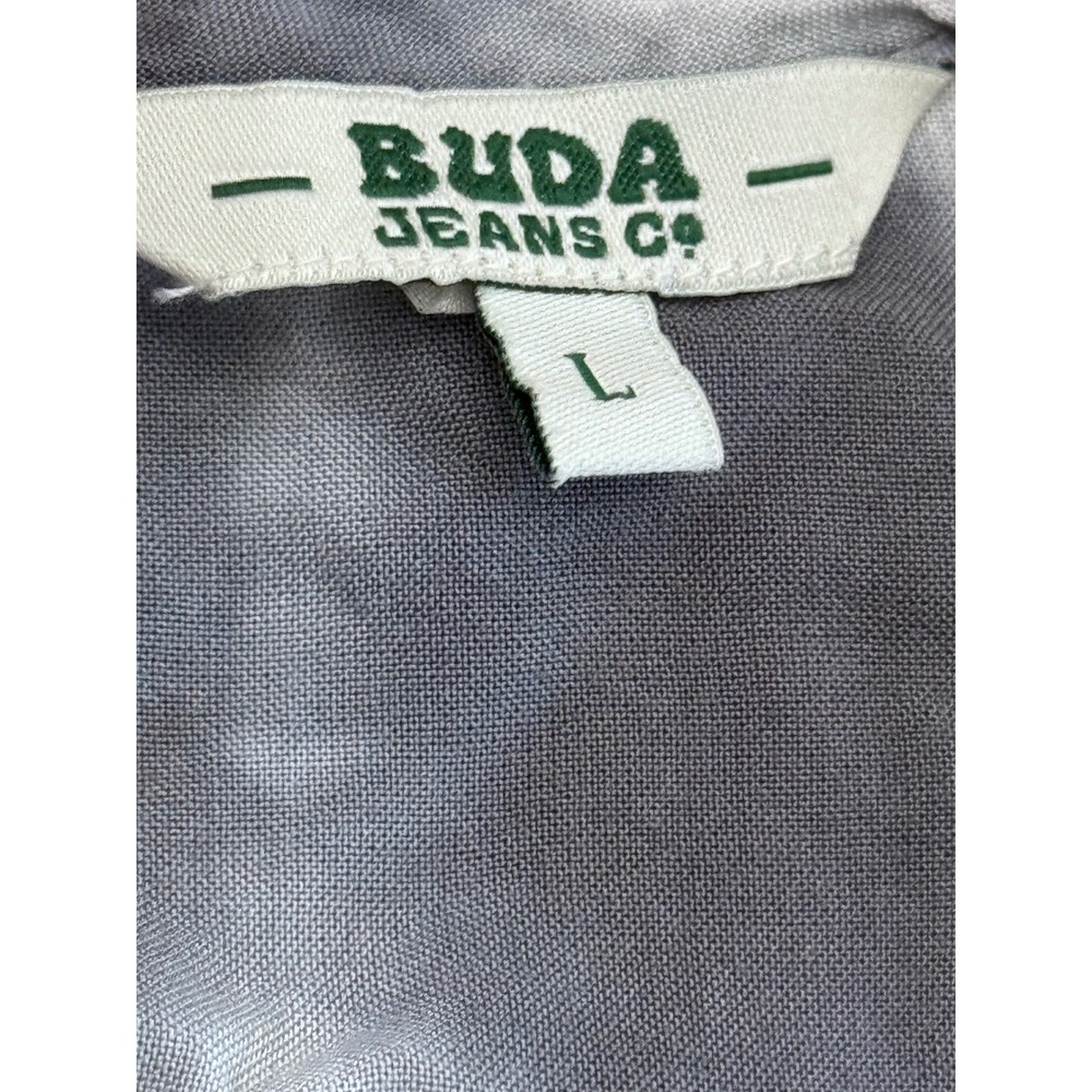 Buda Jeans Co Womens Babydoll Top Sz L Gray TieDye Embroidered Boho Fairy Grunge - Picture 3 of 7